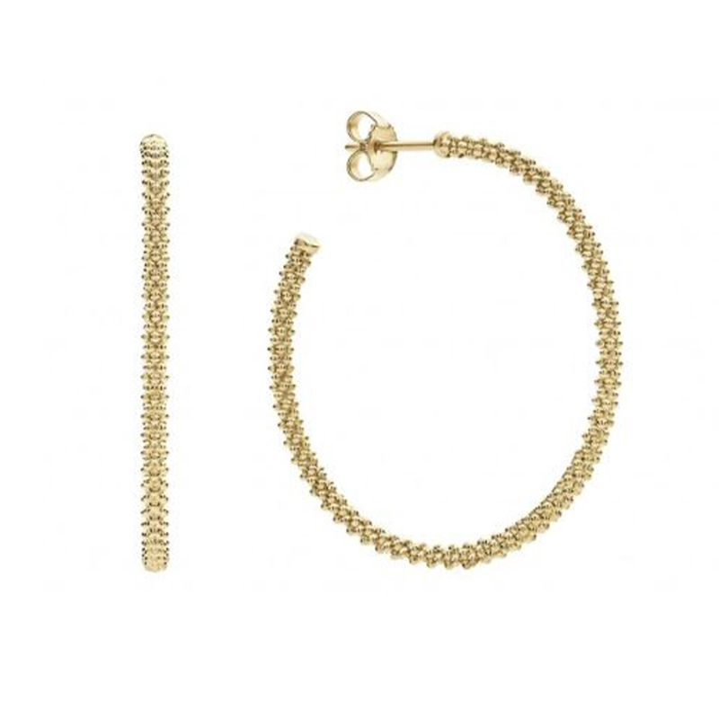 LAGOS 18K Yellow Gold Caviar Hoop Earrings
