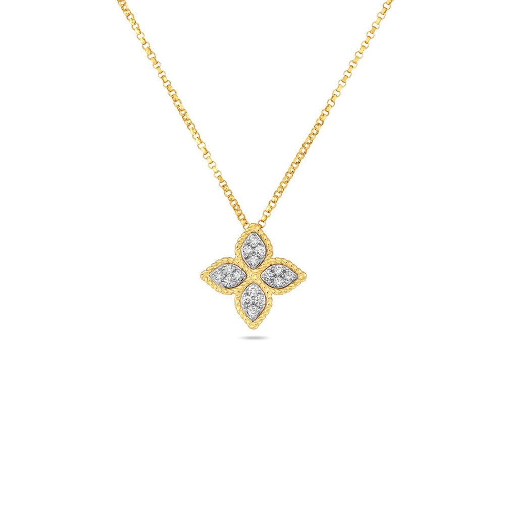 18K  Yellow Gold Princess Flower Necklace