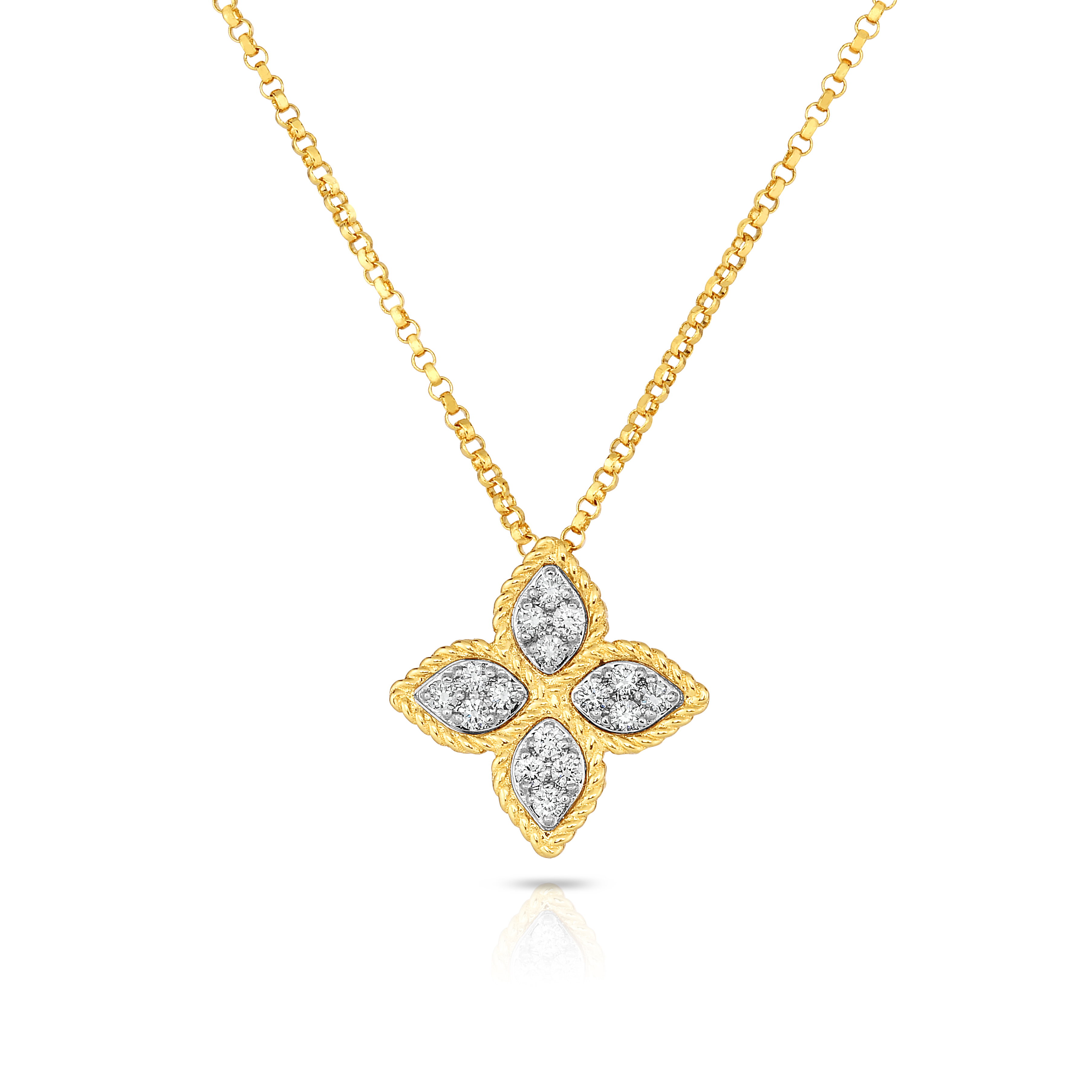 18K Yellow Gold Princess Flower Necklace