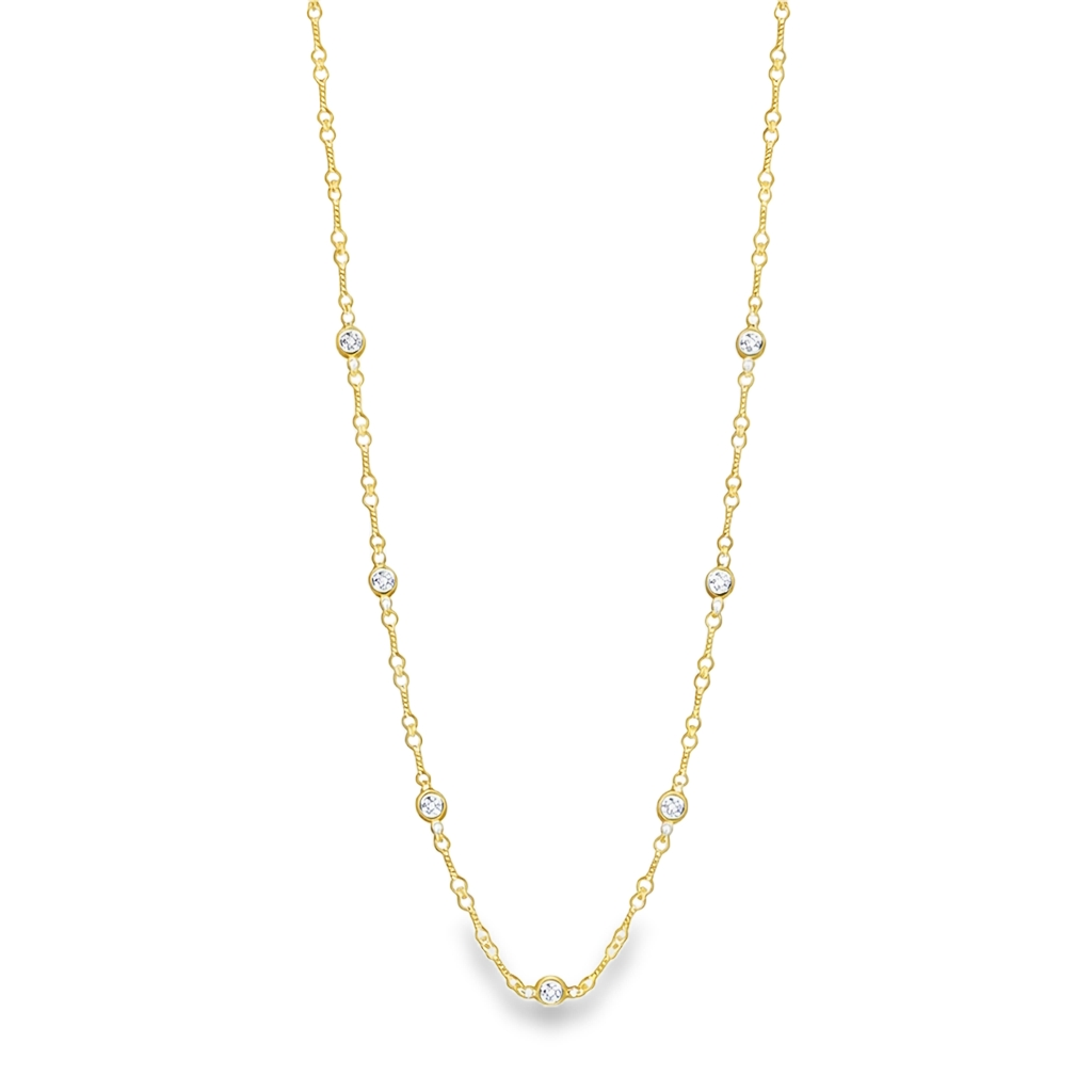 Roberto Coin 18K Yellow Gold Diamond Station Necklace - 390