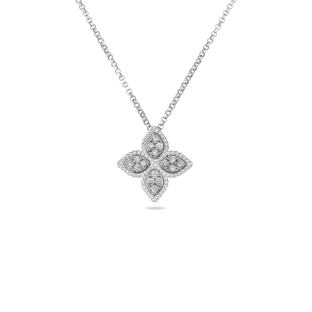 Roberto Coin White Gold Princess Flower Necklace