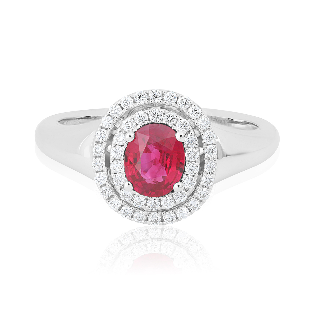 18K White Gold Ruby and Diamond Ring itemprop=