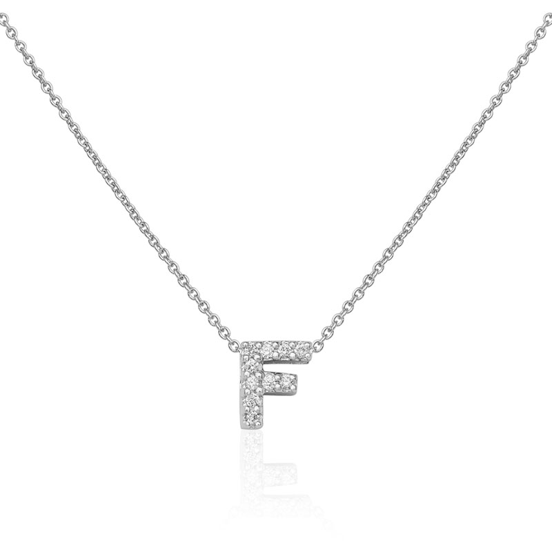 Roberto Coin 18K White Gold Love Letter Diamond "F" Pendant