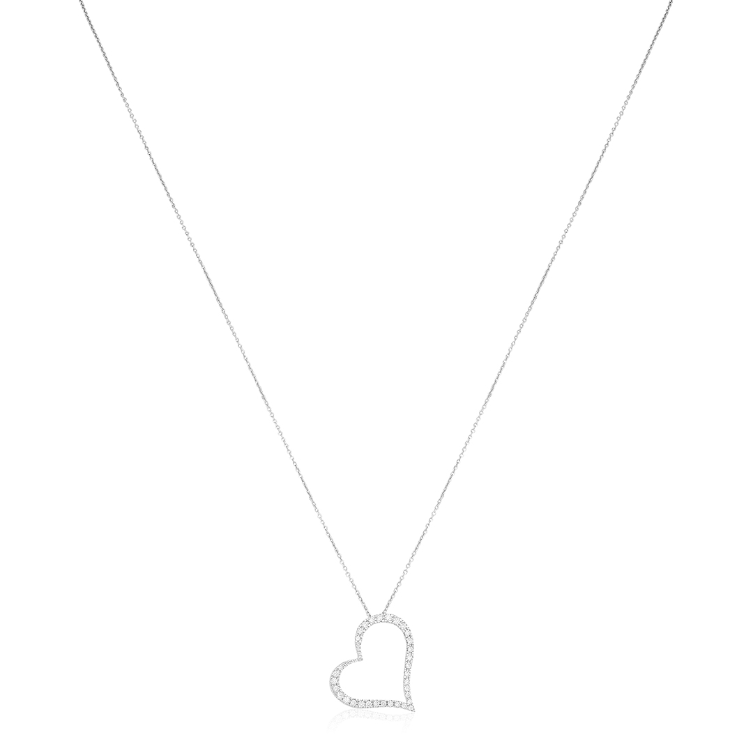 Roberto Coin 18K White Gold  Diamond Heart Necklace