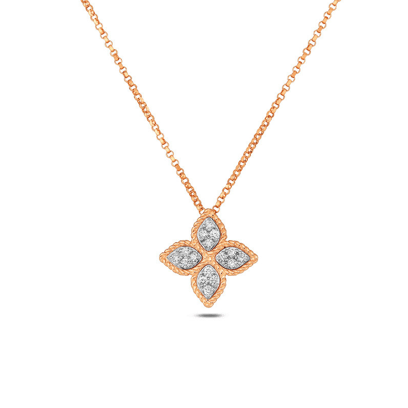 Roberto Coin 18K Rose Gold Princess Flower Diamond Necklace