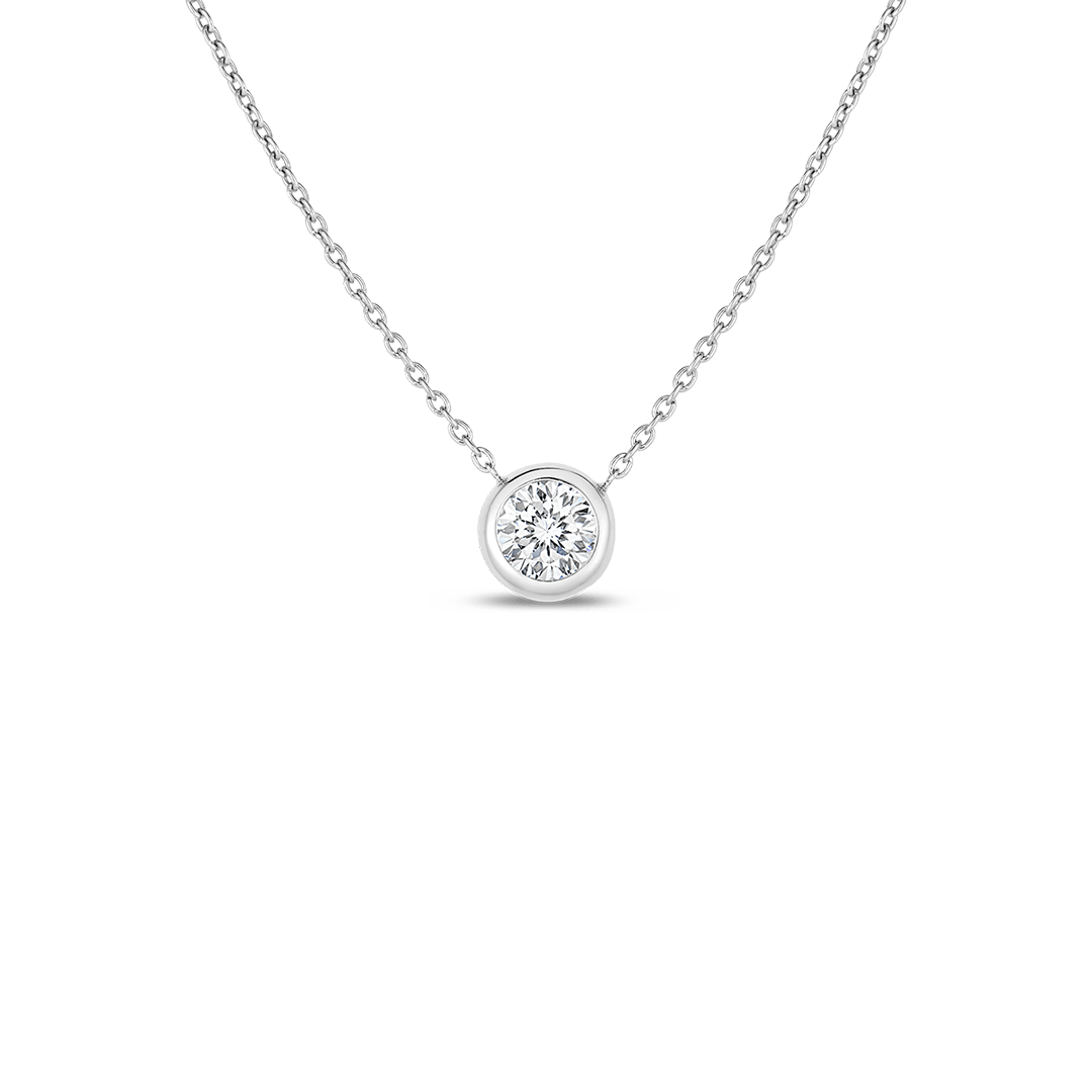 Roberto Coin 18K White Gold Diamonds by the Inch Bezel Set Solitaire Necklace
