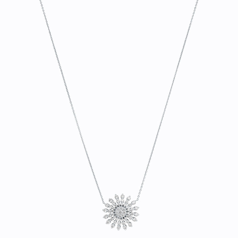 Roberto Coin 18K White Gold Diamond Sunburst Necklace