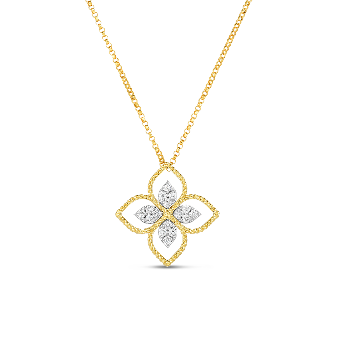 Roberto Coin 18K Yellow and White Gold Principessa Diamond Necklace