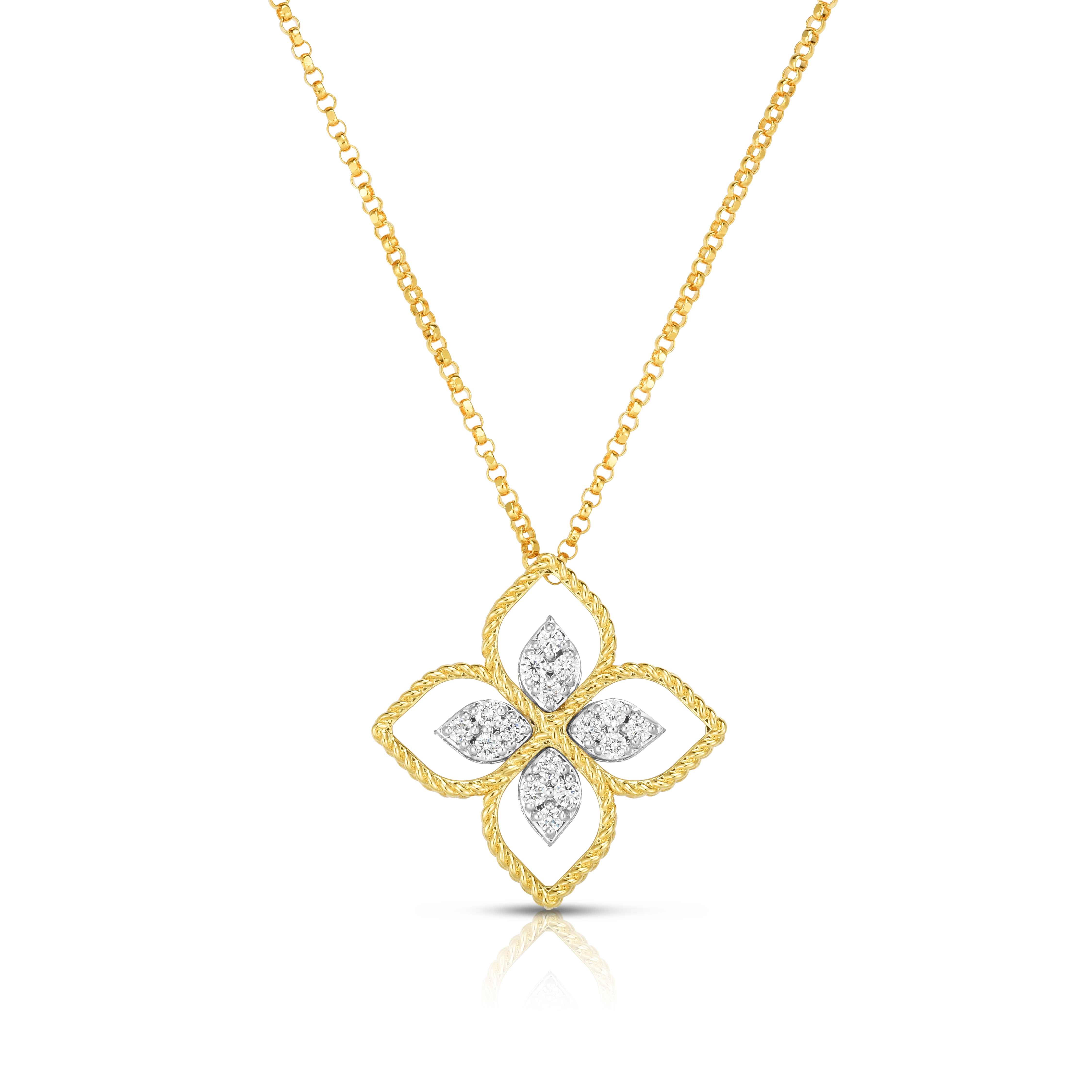 Roberto Coin 18K Yellow and White Gold Principessa Diamond Necklace
