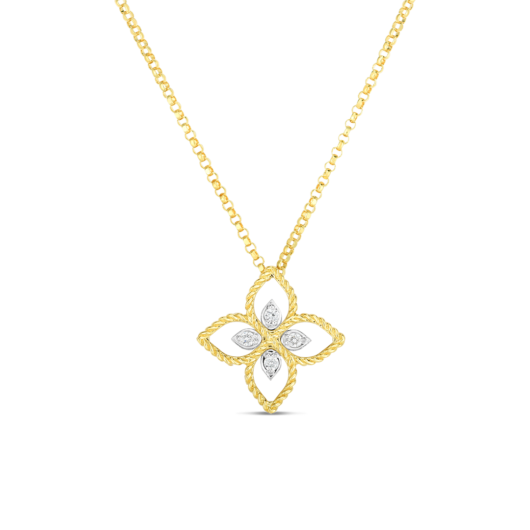 Roberto Coin 18K Yellow and White Gold Principessa Diamond Necklace