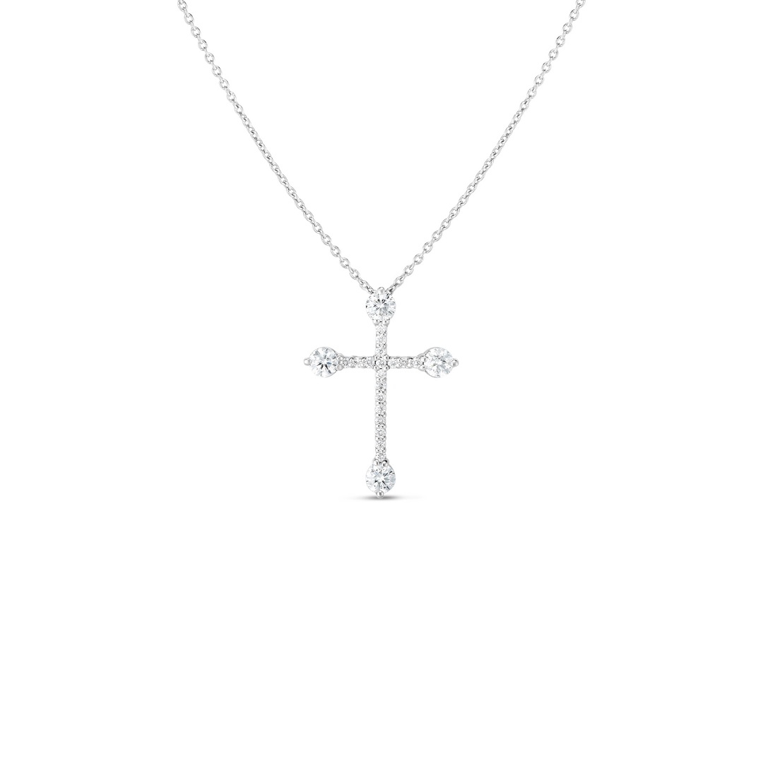 Roberto Coin 18K White Gold Diamond Cross Pendant Necklace