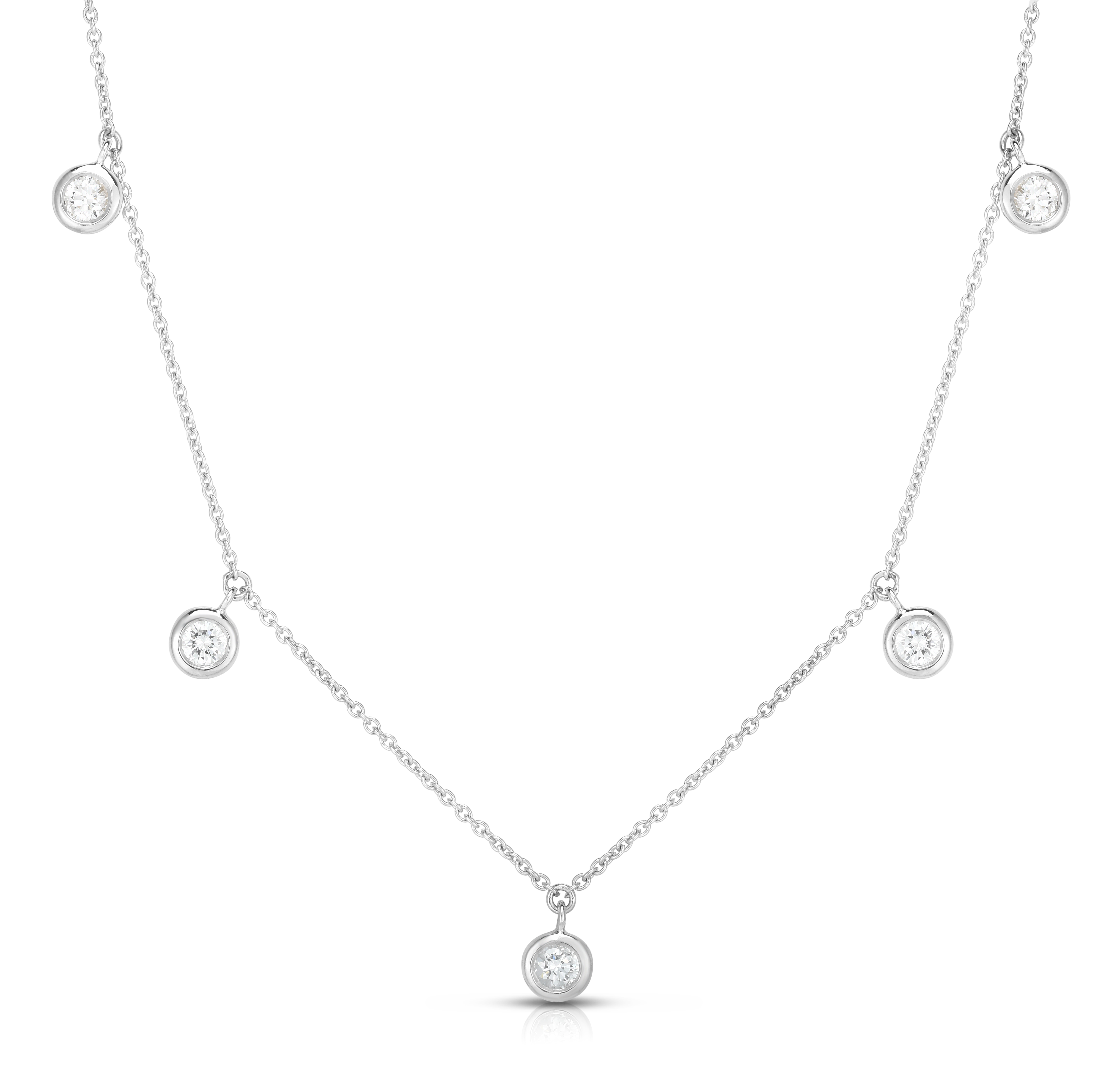 Roberto Coin 18K White Gold Diamonds by the Inch Dangling Five Station Necklace