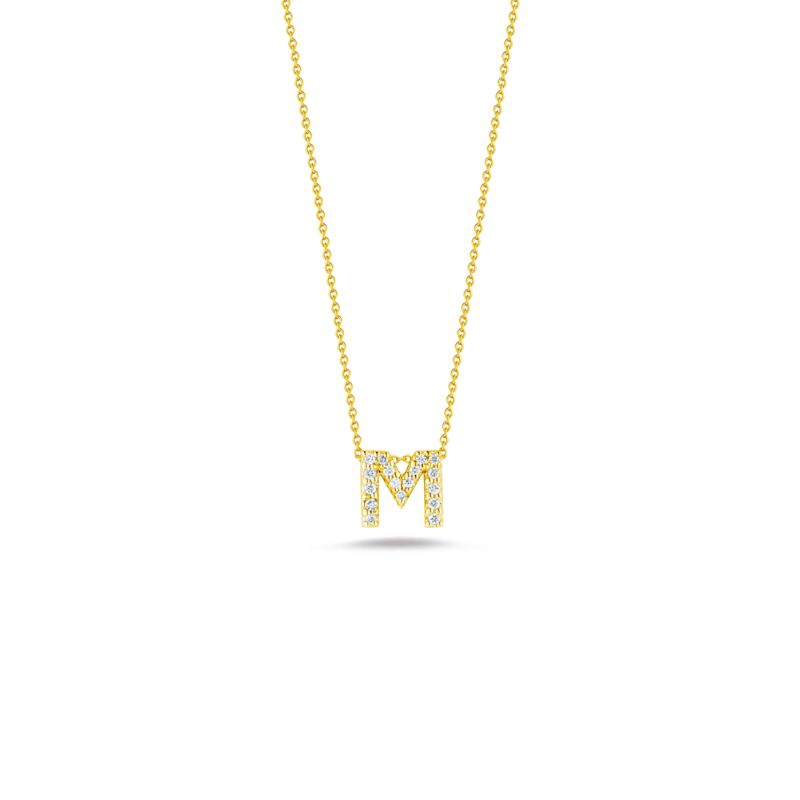 Roberto Coin 18K Yellow Gold Tiny Treasures Diamond M Pendant Necklace