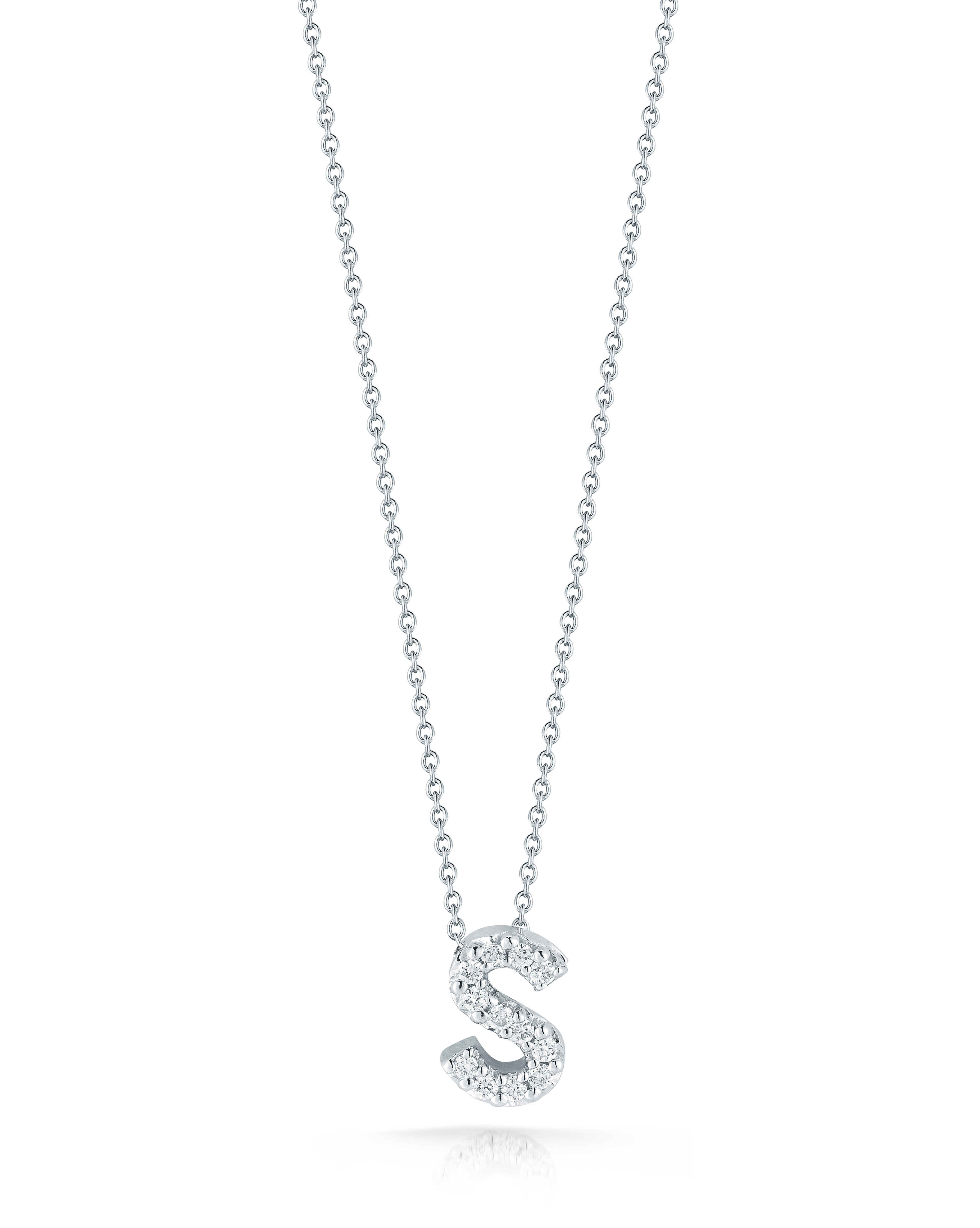 Roberto Coin 18K White Gold Tiny Treasures Diamond Initial Necklace
