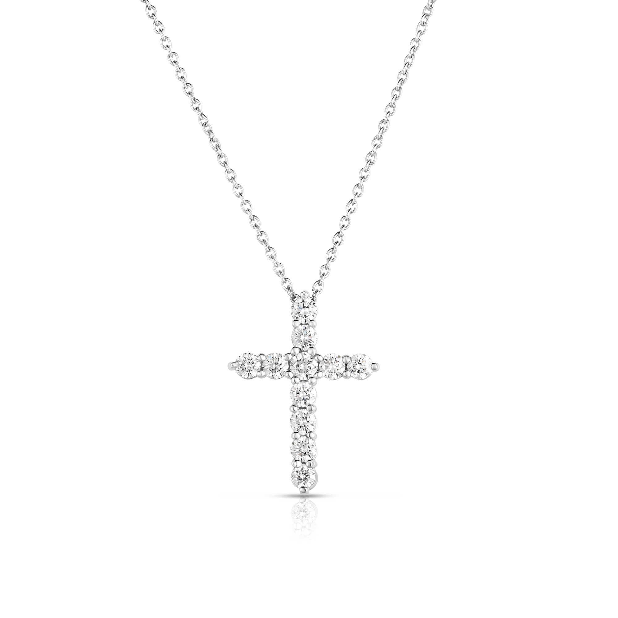 Roberto Coin 18K White Gold Tiny Treasures Diamond Cross Necklace