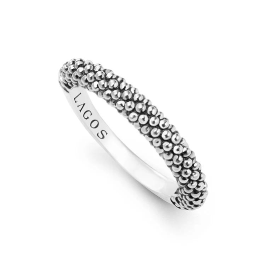 LAGOS Sterling Silver Signature Caviar Beaded Stack Ring - 31