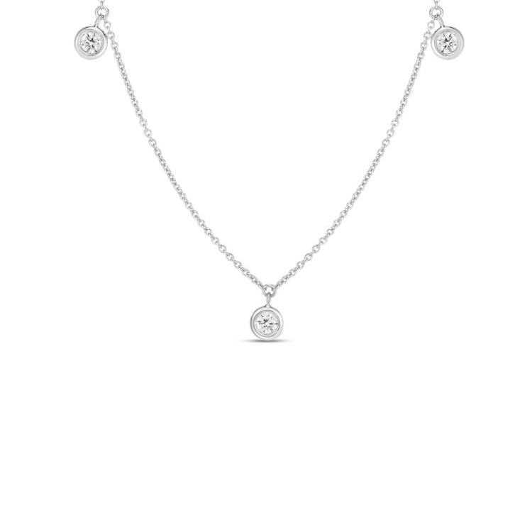 Roberto Coin 18K White Gold Diamond Three Station Necklace