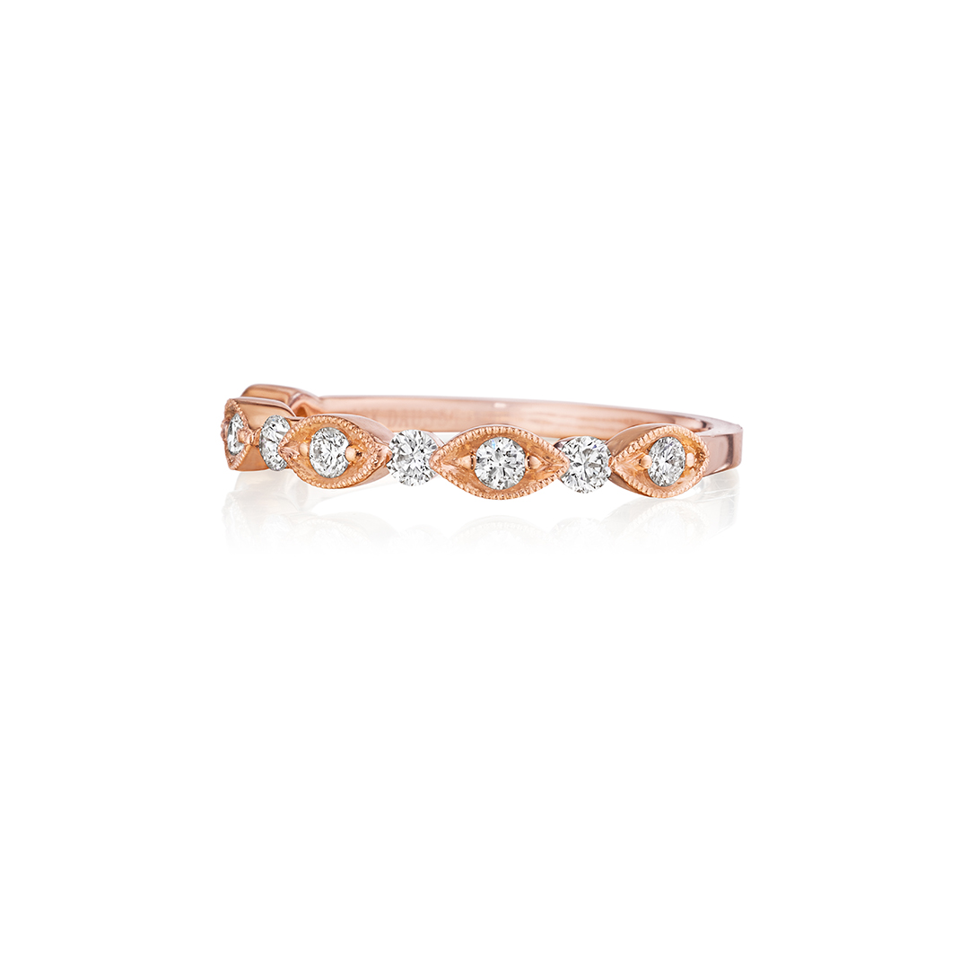 Henri Daussi 18K Rose Gold Diamond Band - 511