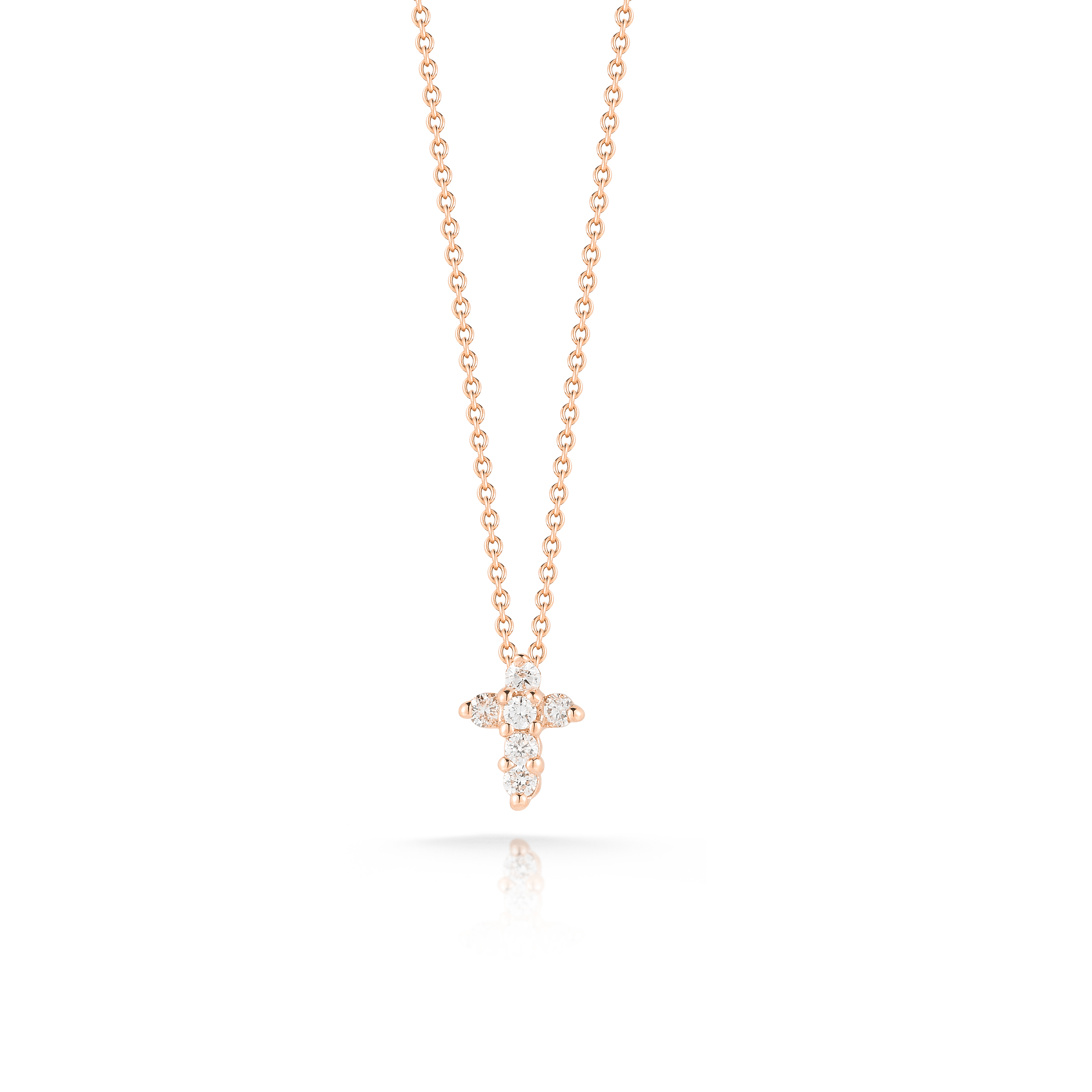Roberto Coin 18K Rose Gold Tiny Treasures Diamond Baby Cross Necklace