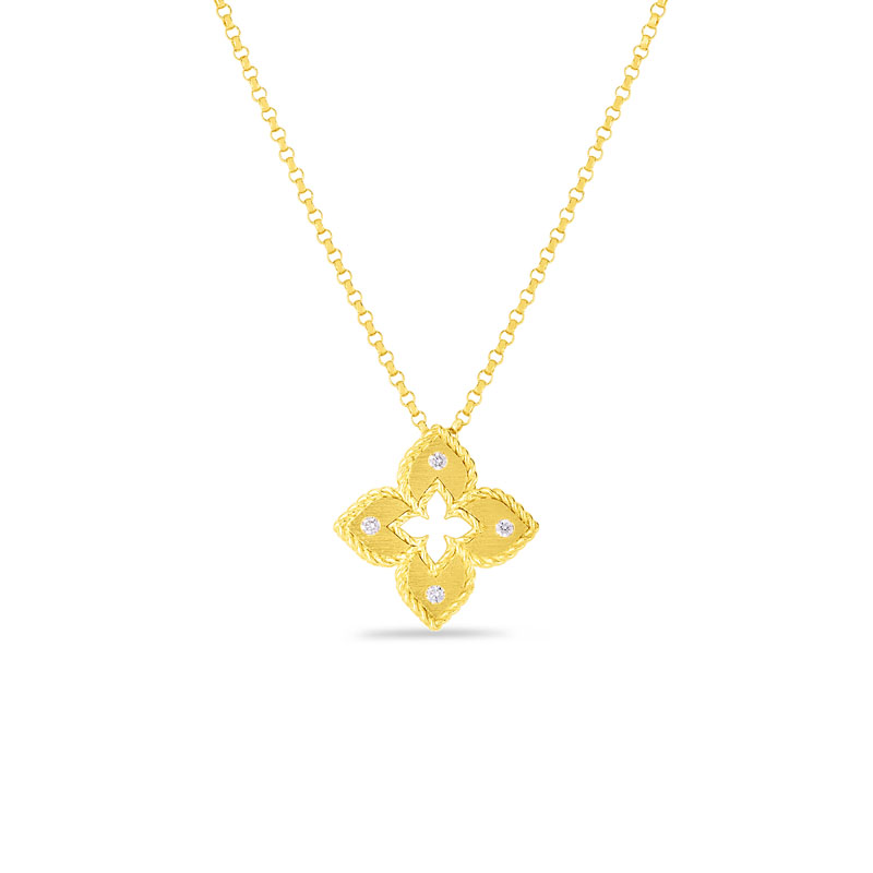 Roberto Coin18K Yellow Gold Venetian Princess Collection Flower Diamond Pendant Necklace