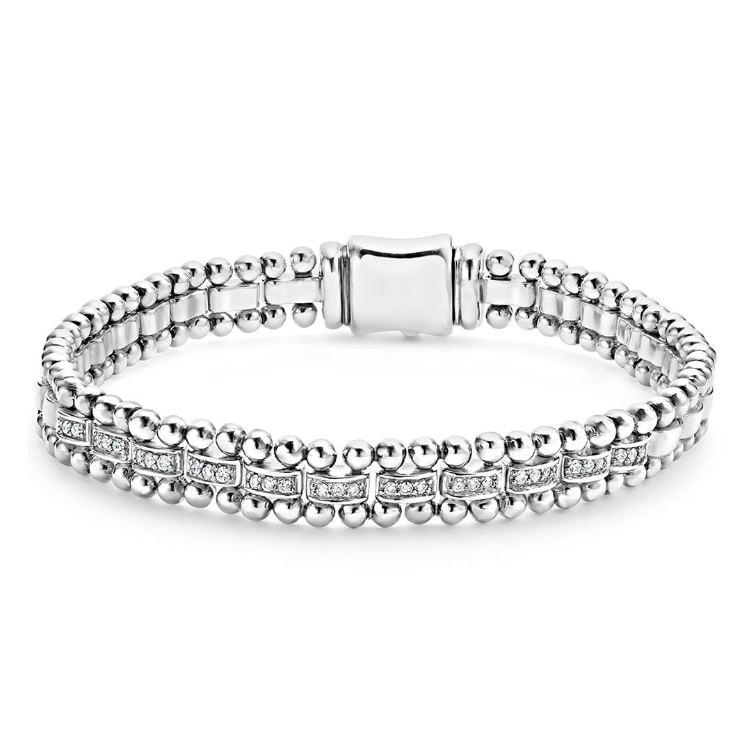 LAGOS Sterling Silver Caviar Spark Diamond Link Bracelet