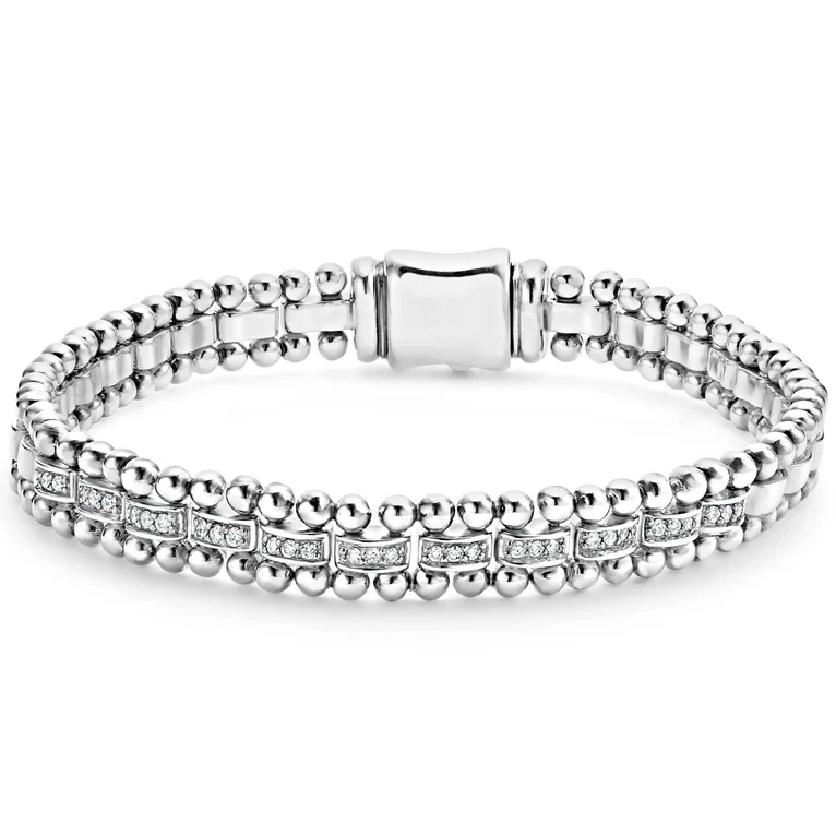 LAGOS Sterling Silver Caviar Spark Diamond Link Bracelet