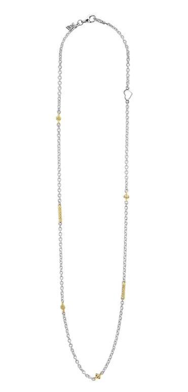 LAGOS Sterling Silver and 18K Yellow Gold Caviar Icon Chain Necklace