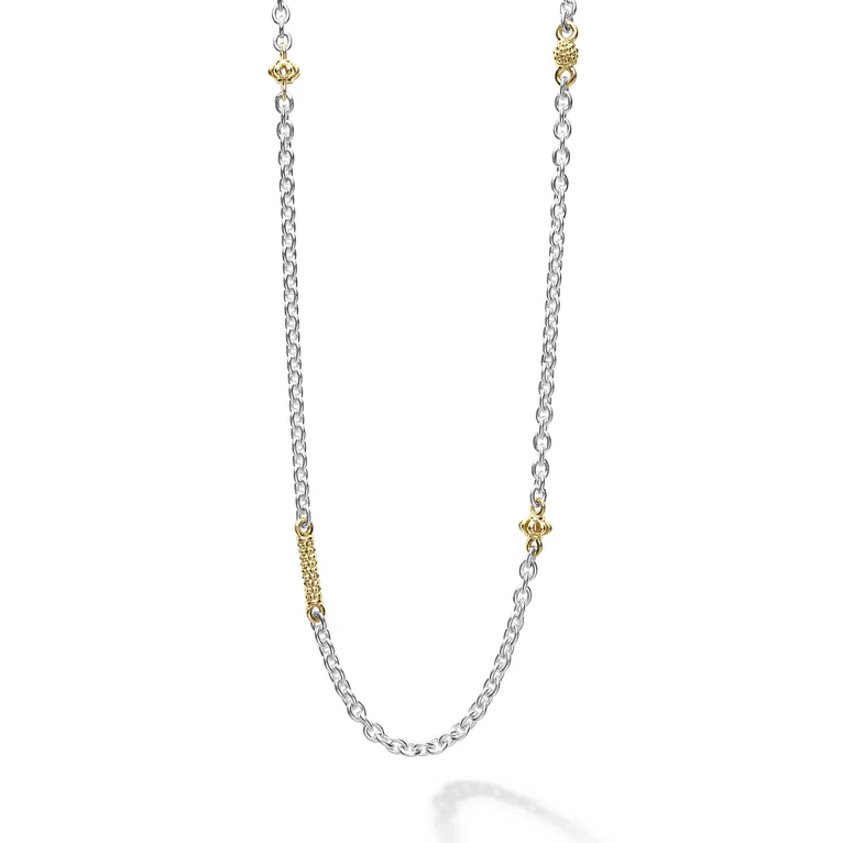 LAGOS Sterling Silver and 18K Yellow Gold Caviar Icon Chain Necklace