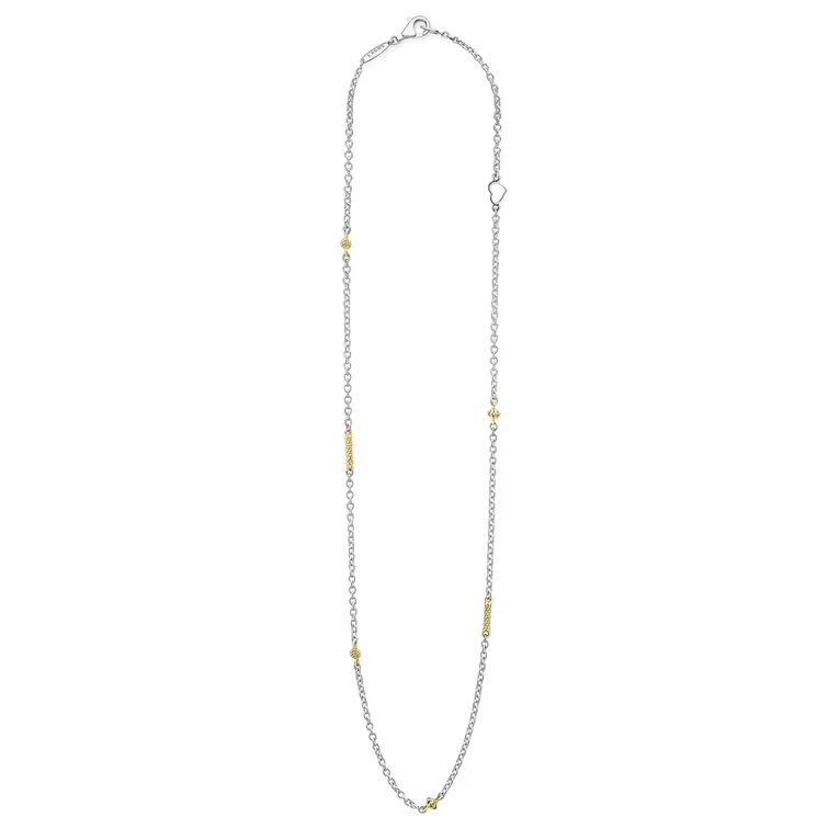 LAGOS Sterling Silver and 18K Yellow Gold Caviar Icon Chain Necklace