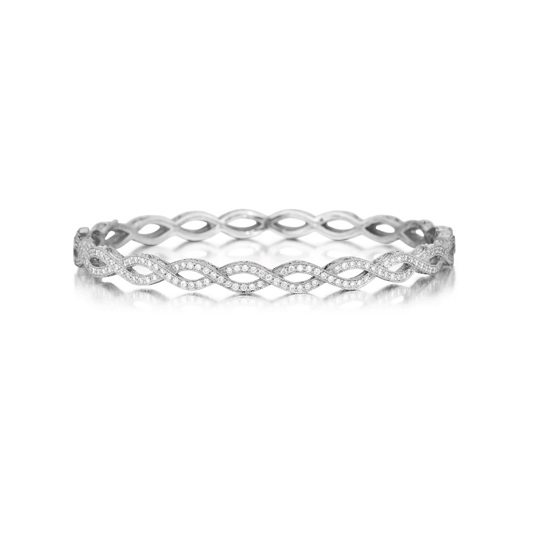 Penny Preville 18K White Gold Infinity Bracelet With Round Diamonds