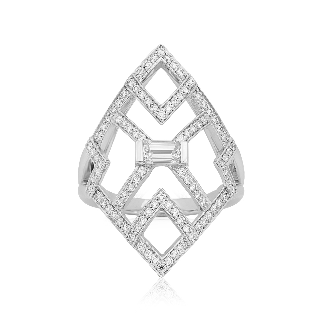 Penny Preville18K White Gold Deco Diamond Ring