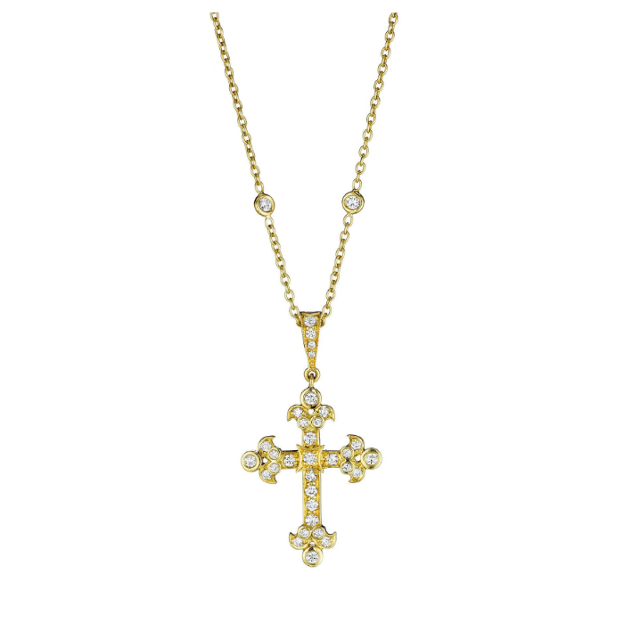Penny Preville 18K Yellow Gold Classic Diamond Cross Necklace