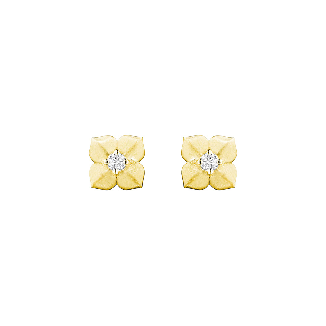 Penny Preville 18K Yellow Gold Enchanted Garden Diamond Flower Stud Earrings