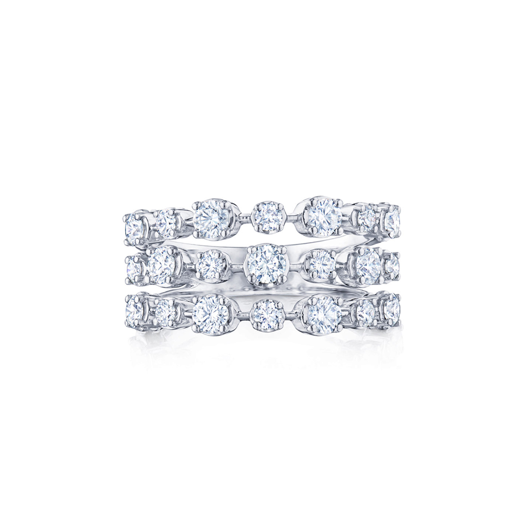 Kwiat 18K White Gold Starry Night Diamond Three Row Ring - 518