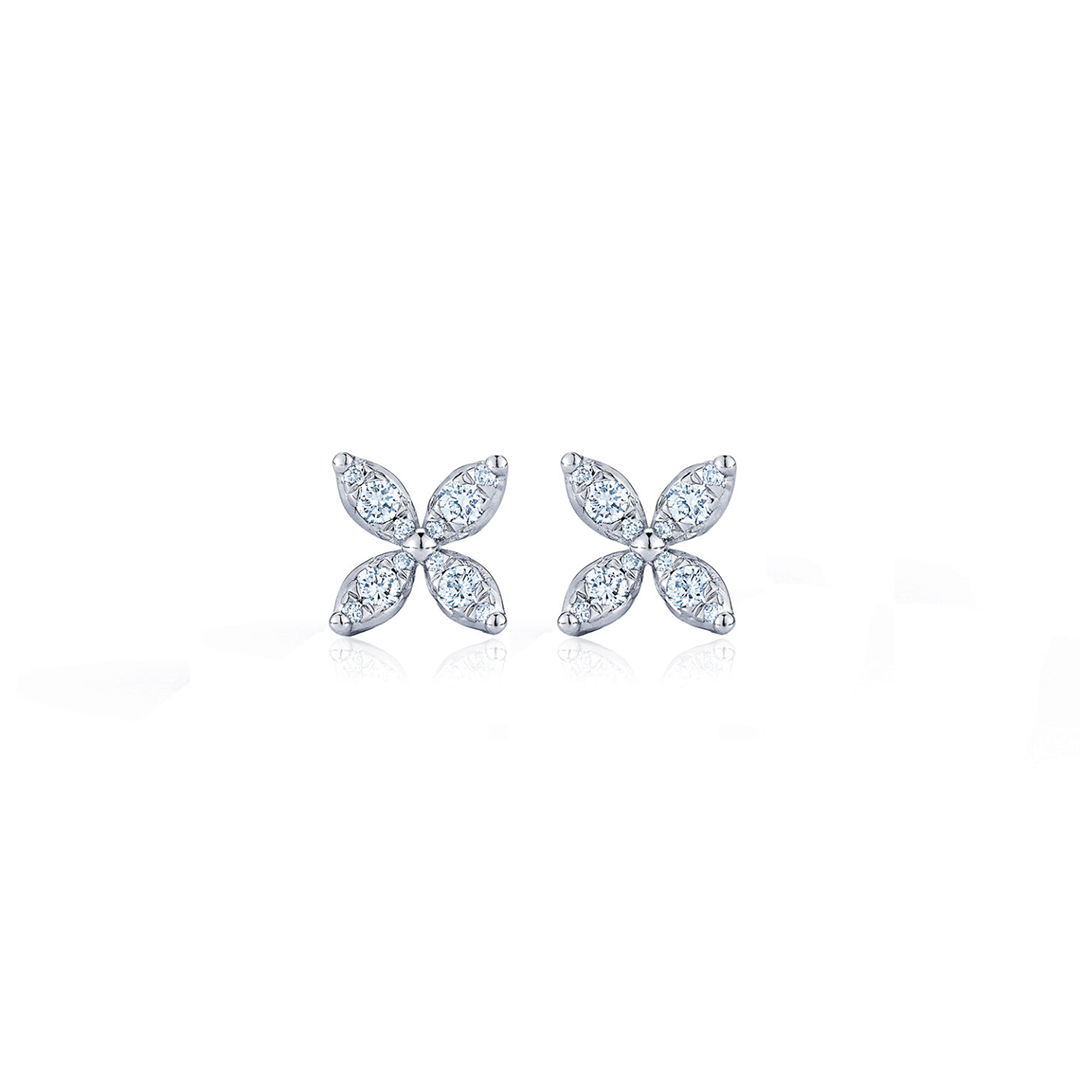 Kwiat 18K White Gold Sunburst Diamond Earrings