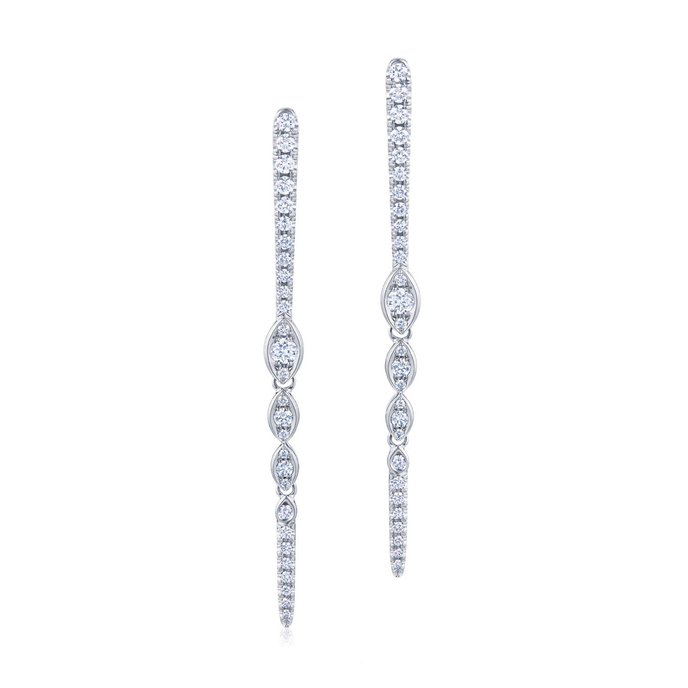 Kwiat 18K White Gold Vine Diamond Drop Earrings