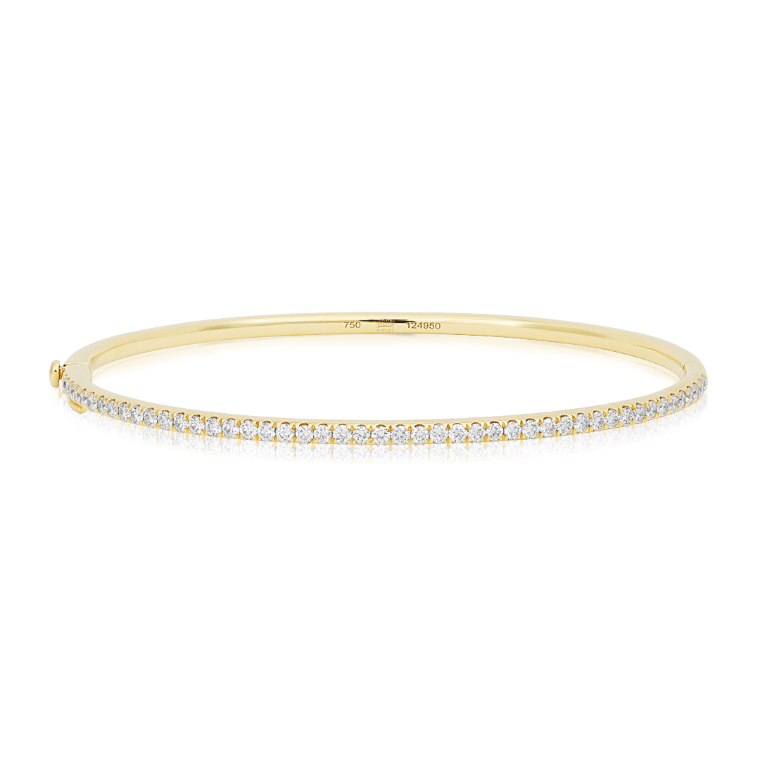 18K Yellow Gold Stackable Diamond Bangle Bracelet