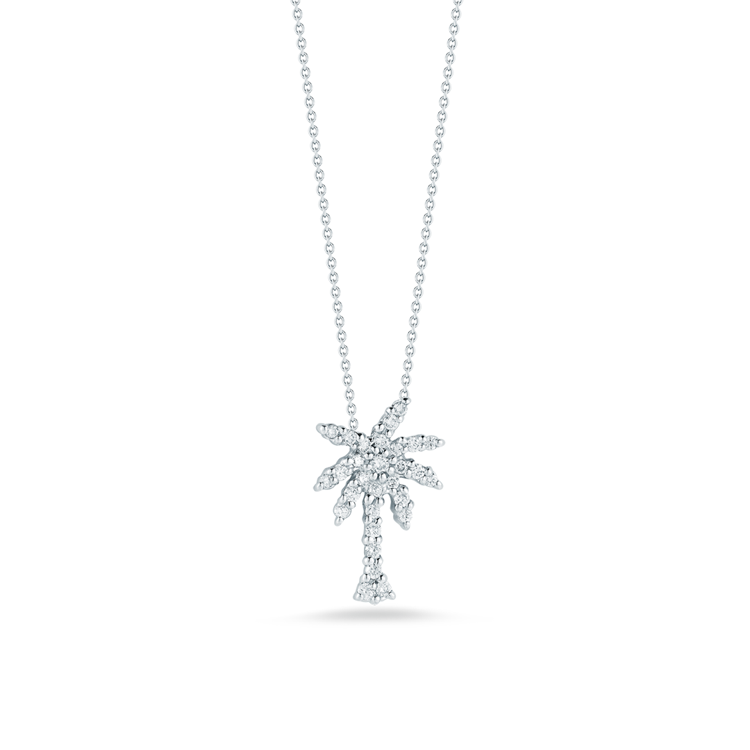 Roberto Coin 18K White Gold Tiny Treasures Diamond Palm Tree Necklace