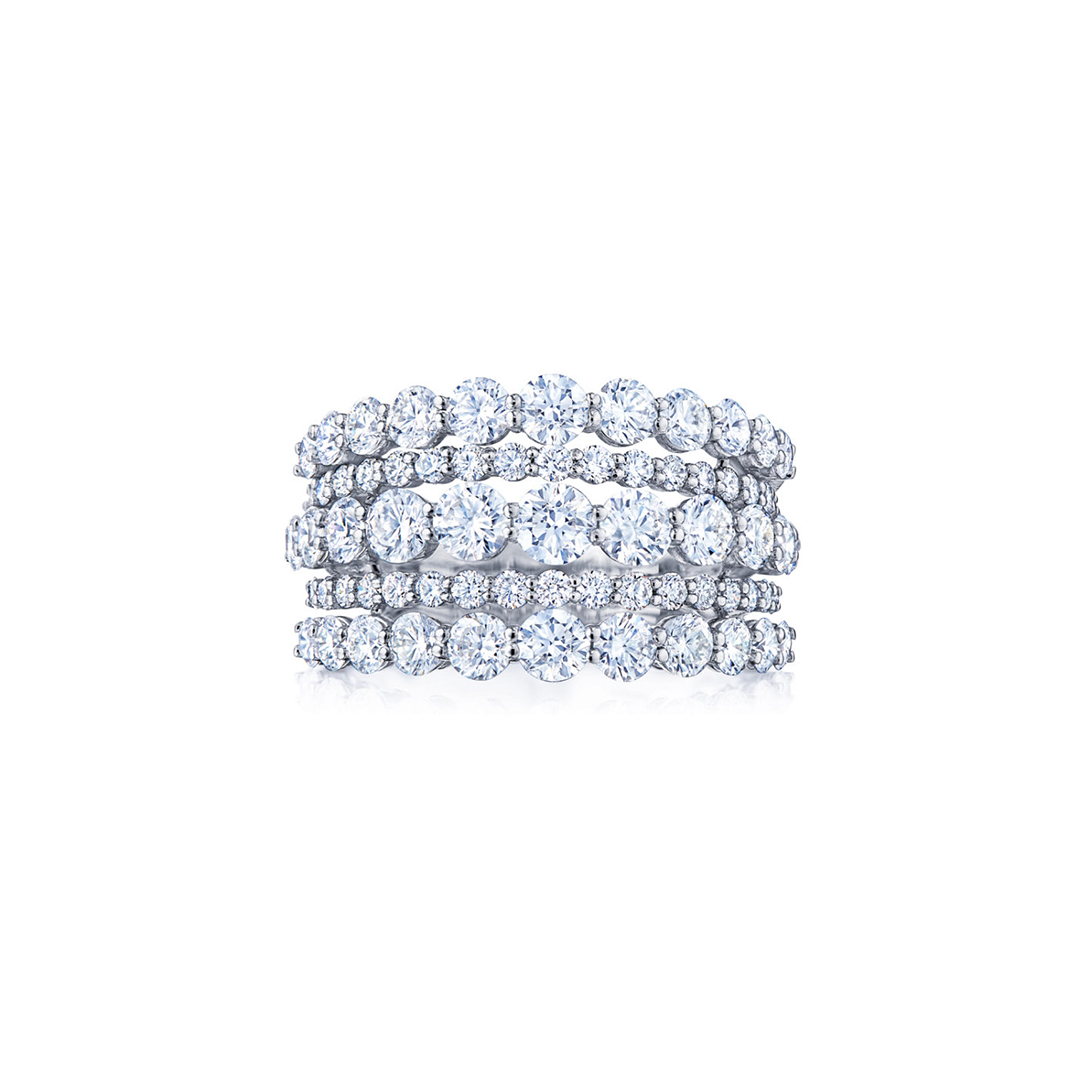 Kwiat 18K White Gold Lyric Collection Five Row Ring itemprop=