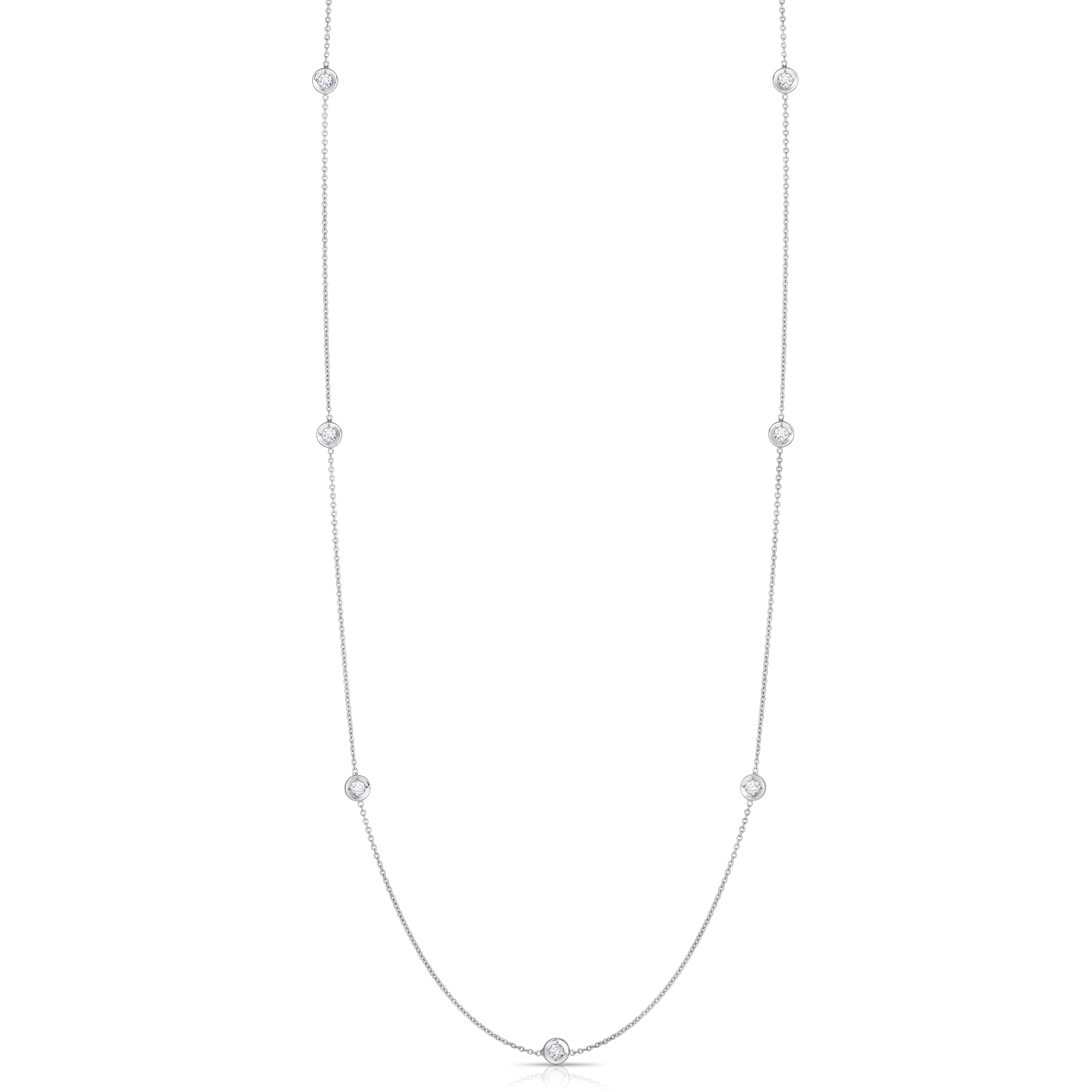 Robert Coin 18K White Gold Diamonds By The Inch 7 Station Necklace