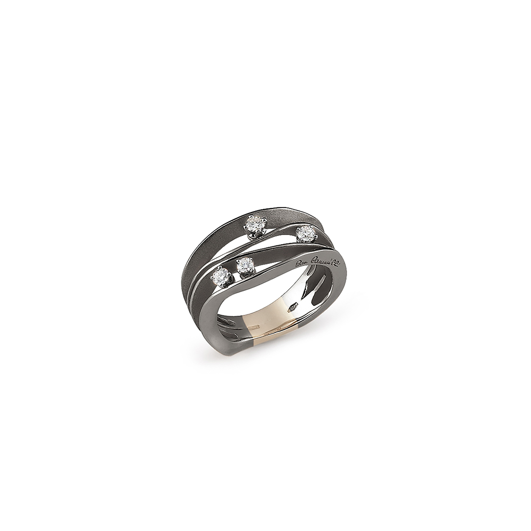 18K Orange Apricot Gold Dune Diamond Ring - 592