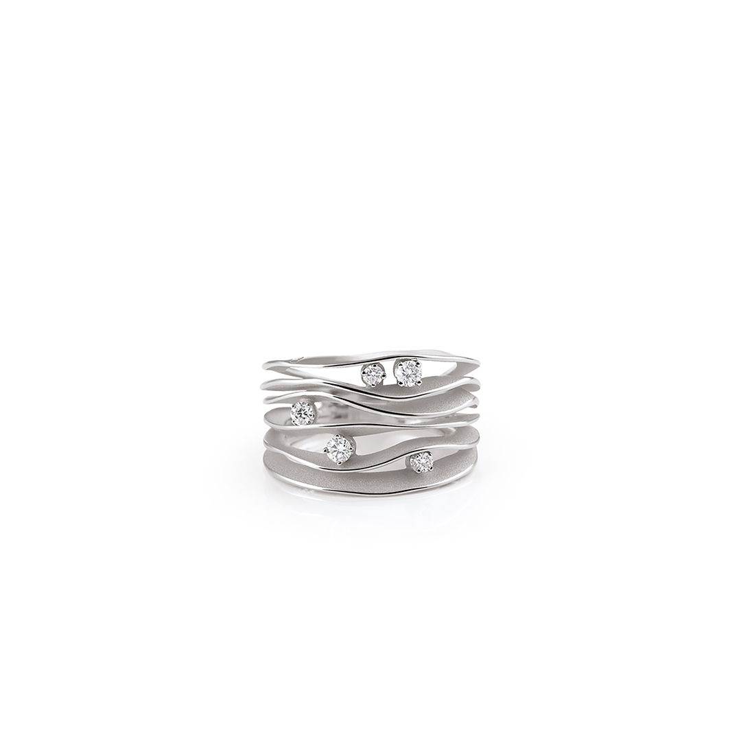 Anna Maria Cammilli 18K White Gold Essential Dune Diamond Ring - 594