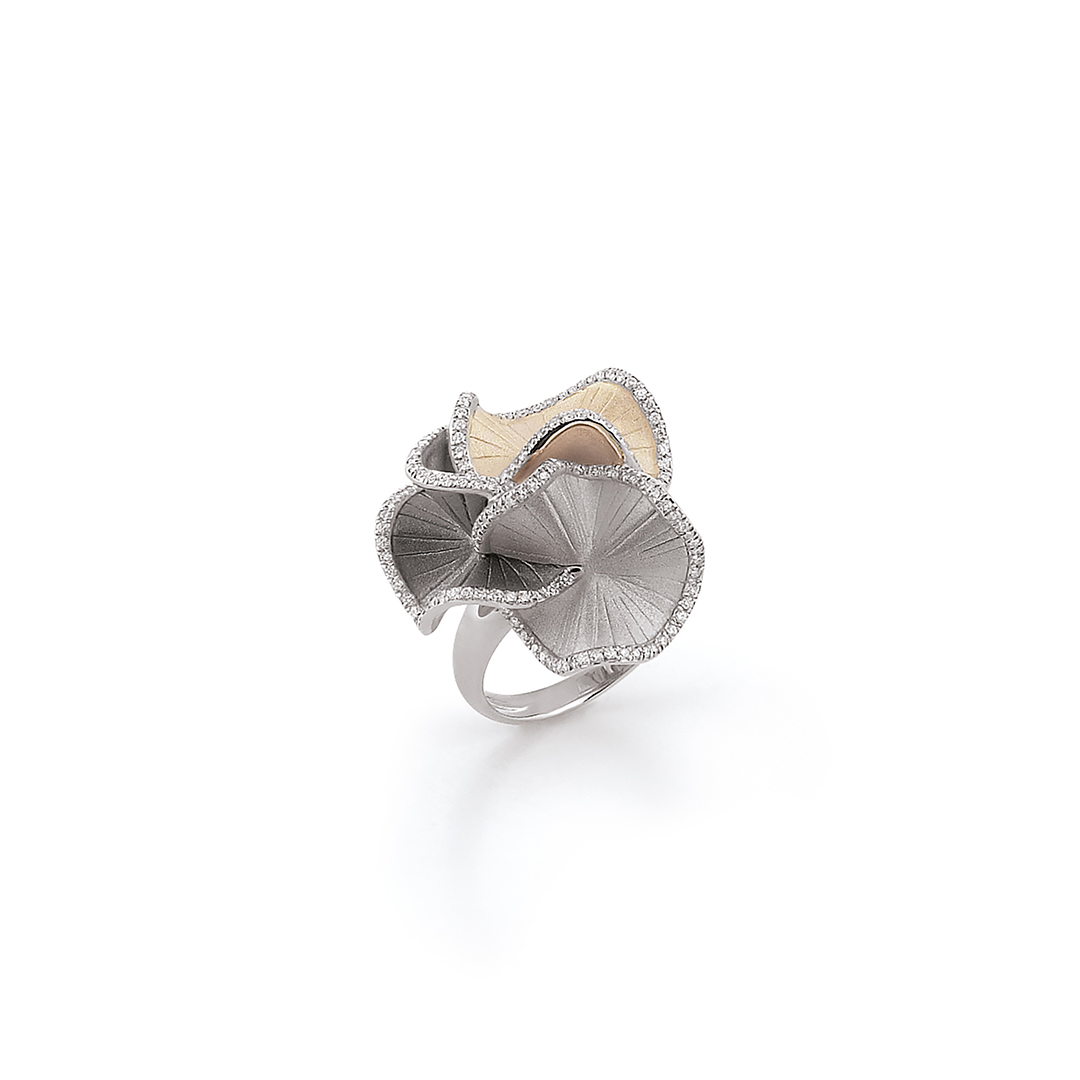 18K Tri-Color Gold Vision Sultana Diamond Ring - GAN1814