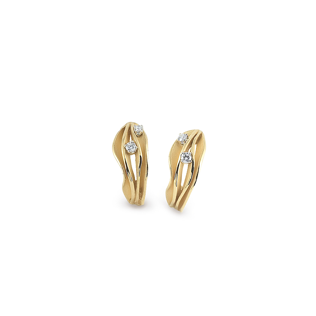 18K Yellow Sunrise Gold Essential Dune Diamond Earrings - 600
