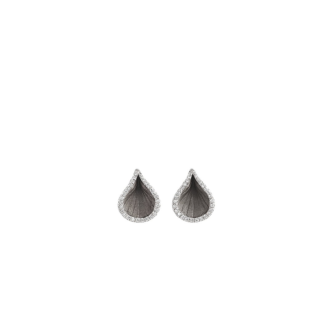 Anna Maria Cammilli 18K Black Lava Gold Goccia Diamond Earrings - 601