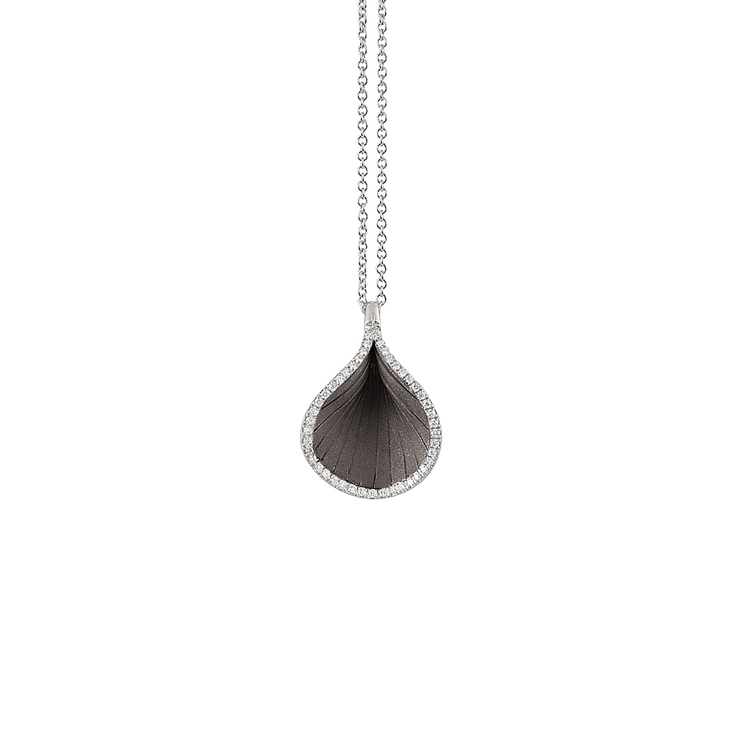 Anna Maria Cammilli 18K White Gold Vision Goccia Black Rhodium Lava Pendant - 603