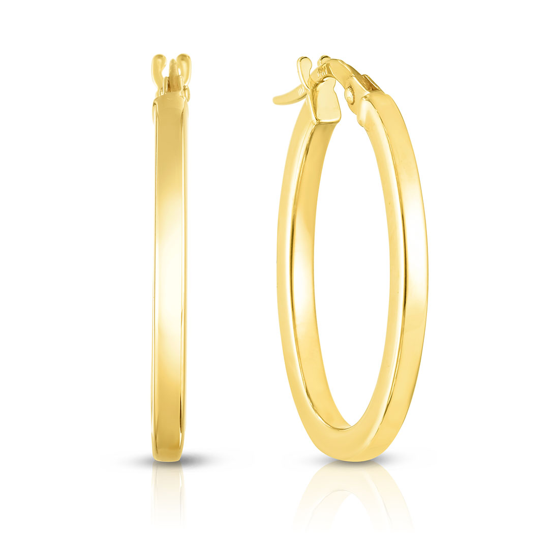 Roberto Coin 18K Yellow Gold Perfect Hoop Petite Square Edged Oval Earrings
