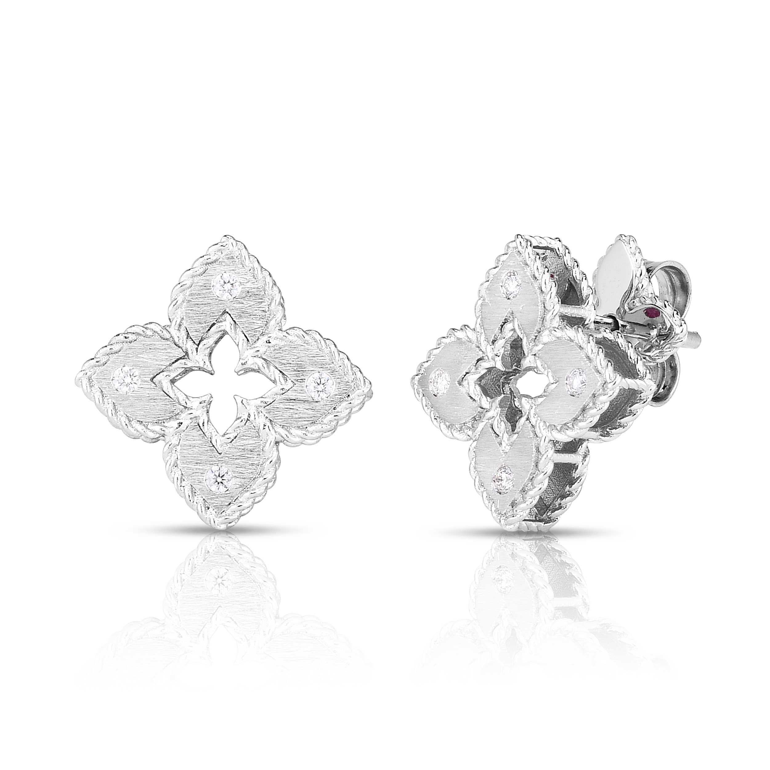 Roberto Coin 18K White Gold Petite Venetian Princess Diamond Flower Earrings