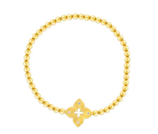 Roberto Coin 18K Yellow Gold Venetian Princess Diamond Flower Stretch Bracelet