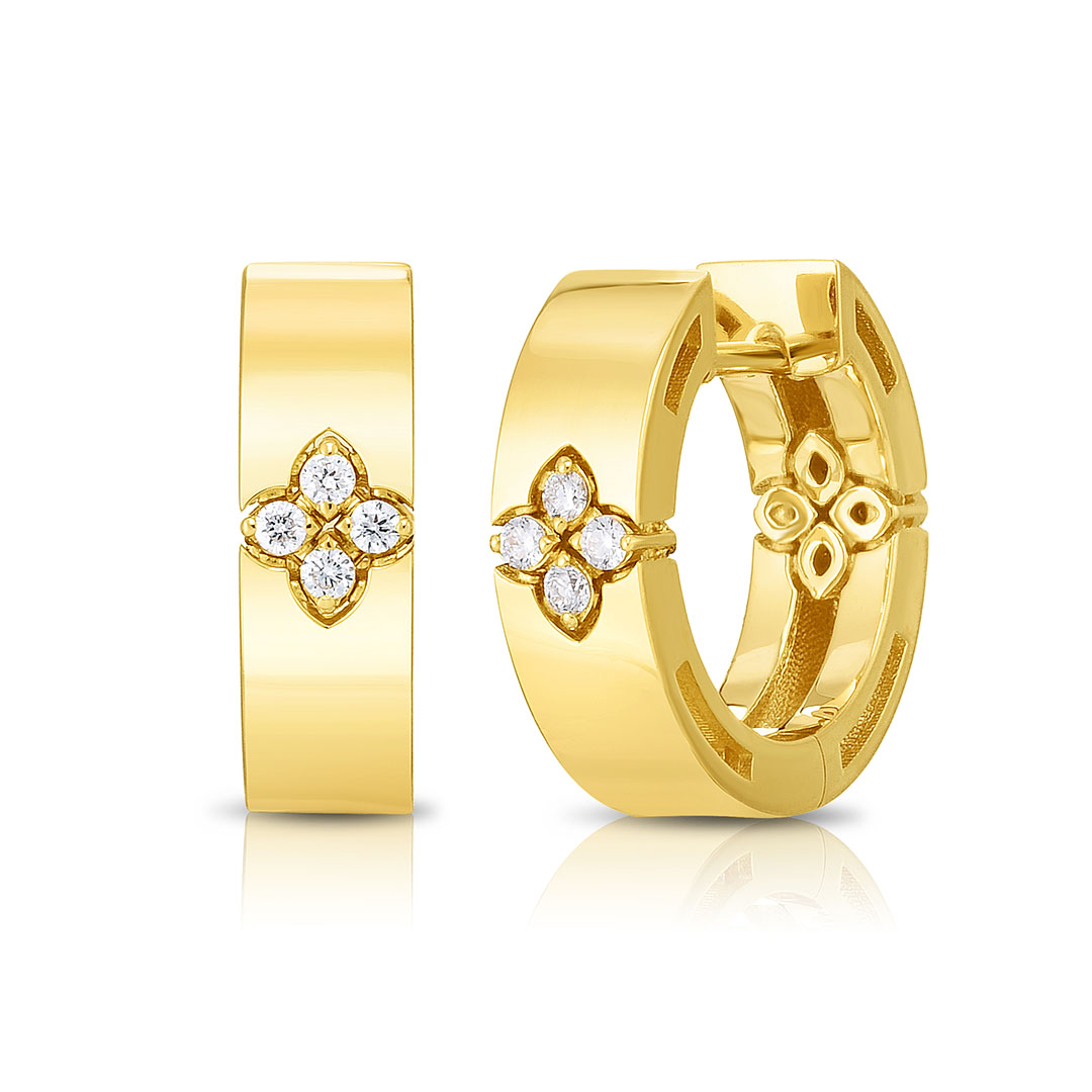 Roberto Coin 18K Yellow Gold Verona Diamond Huggie Hoop Earrings